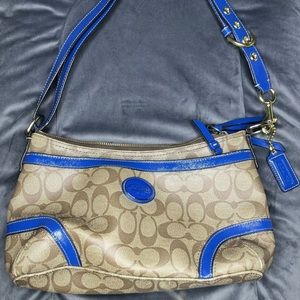 Coach Shoulder Bag Blue/Tan